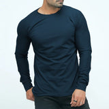 Teal Blue Full Sleeves T-shirt For Mens