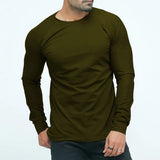 Olive Green Full Sleeves T-shirt For Mens