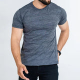 Charcoal Grey Half Sleeves T-shirt For Mens