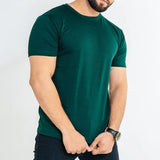 Bottle Green Half Sleeves T-shirt For Mens